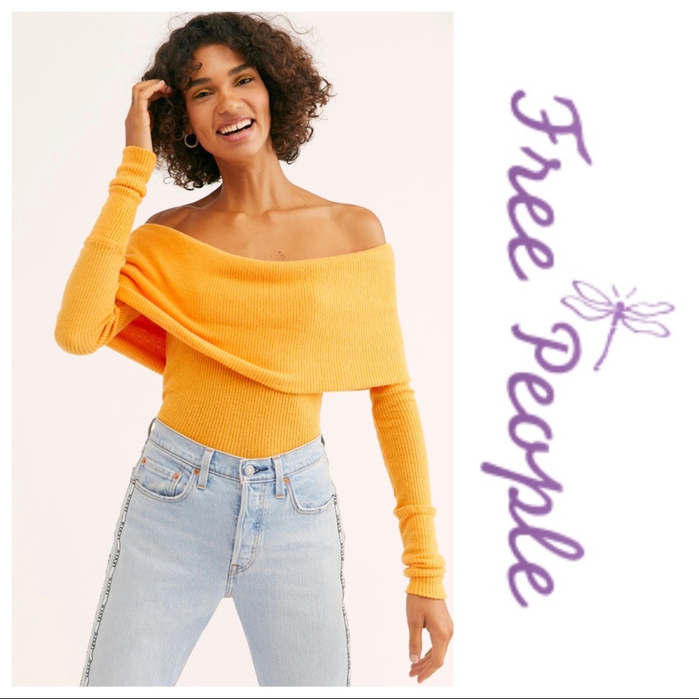 NWT Free People Snow Bunny Long Sleeve Yellow